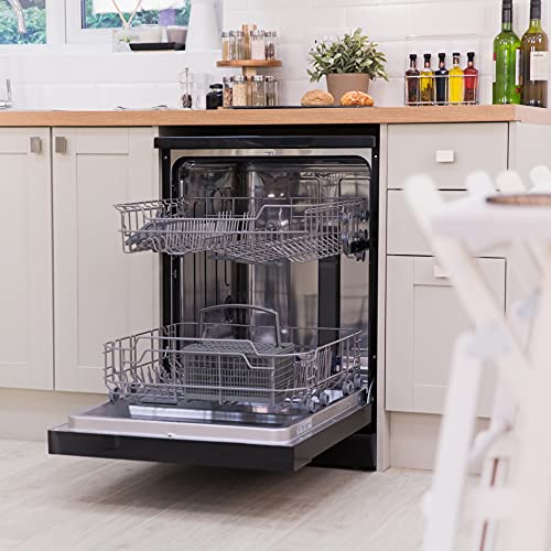 Russell Hobbs RHDW3B-M Freestanding Full Size Dishwasher, 5 Temperature Settings, 11 liters, Black, Noise level: decibels 49