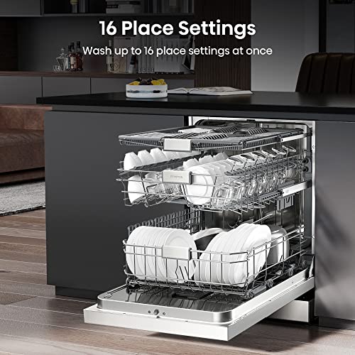Hisense 16 Place Settings Freestanding Standard Dishwasher, White - Auto Dry Automatic door opening - D Rated, HS643D60WUK, 598 x 599 x 846 mm (L x W x H) [Energy Class D]