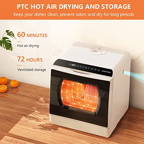 Karlxtom Compact Dishwasher, Portable Table Top Dishwasher with 6 Programs, Touch Control, Auto-drying, Baby Care & Fruit Wash