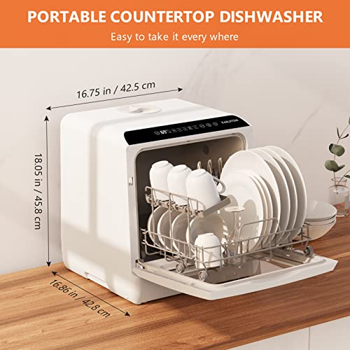 Karlxtom Compact Dishwasher, Portable Table Top Dishwasher with 6 Programs, Touch Control, Auto-drying, Baby Care & Fruit Wash