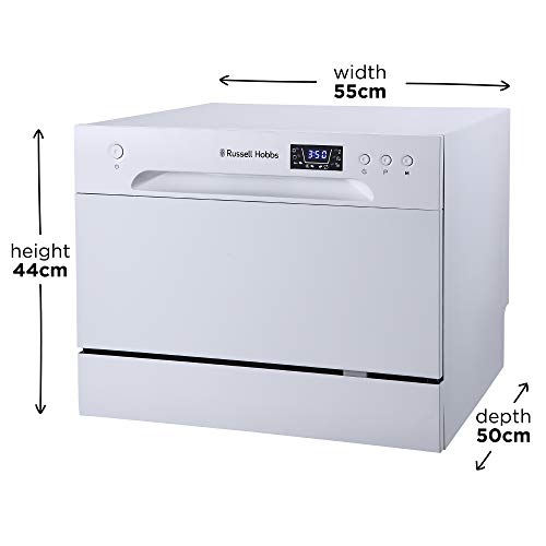 Russell Hobbs RHTTDW6W Freestanding Compact Dishwasher, Eco mode, 6 place_settings, White, Noise level: decibels 52
