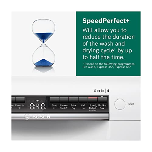 Bosch SMS4HCW40G Serie 4 Freestanding Dishwasher with 14 place settings, Home Connect, ExtraDry, VarioDrawer, Flex baskets, DosageAssist, 60cm, White