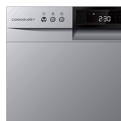 Cookology CTTD8 Compact Mini Portable Counter Top, Tabletop Dishwasher Small, 8 place settings and 8 Wash Cycles with ECO Friendly Mode - In Silver