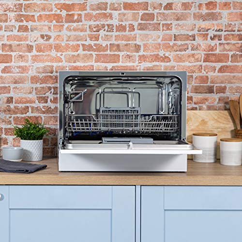 Russell Hobbs RHTTDW6W Freestanding Compact Dishwasher, Eco mode, 6 place_settings, White, Noise level: decibels 52