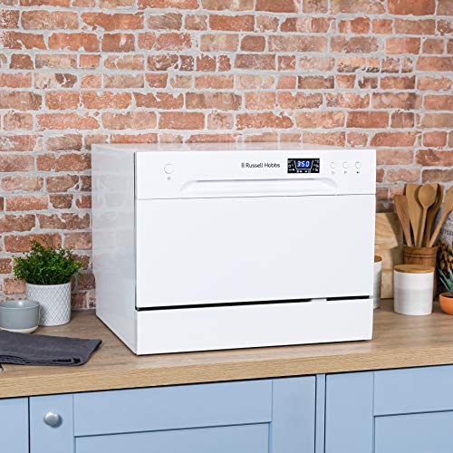 Russell Hobbs RHTTDW6W Freestanding Compact Dishwasher, Eco mode, 6 place_settings, White, Noise level: decibels 52