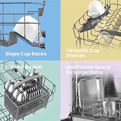 COMFEE' Freestanding Dishwasher FD1201P-W with 12 place settings, Cloud Wash, Delay Start, Half Load Function, Flexible Racks - White (KWH-FD1201P-W)