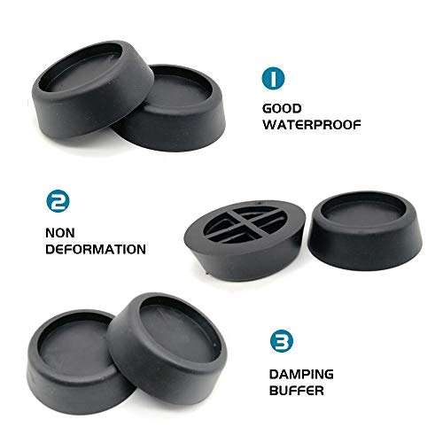 4 PCS Rubber Feet for Washing Machine, Universal Washing Machine Feet Pads - Non Slip Shock Absorber (6.5cm), Black
