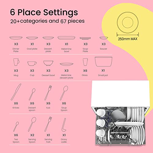 COMFEE' KWH-TD602E-W Freestanding Compact Dishwasher, LED display, 6.5 liters, White, Noise level: decibels 47