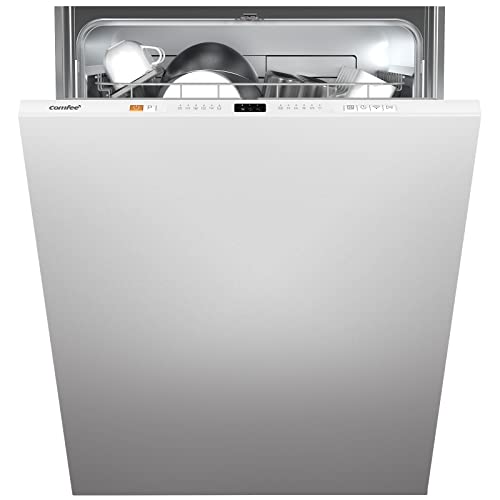 COMFEE' KWH-BD1215P-W Fully Integrated Dishwasher with 12 Place Settings, Could Wash, Extra Drying, Built-in Dishwasher with Delay Start, Quick Wash - White