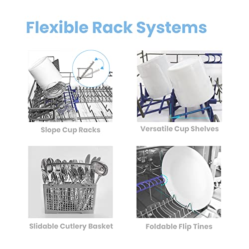 COMFEE' KWH-TD602E-W Freestanding Compact Dishwasher, LED display, 6.5 liters, White, Noise level: decibels 47