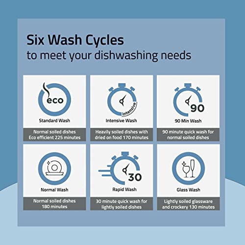 Cookology CFSD613WH 60cm Wide Freestanding Full Size Undercounter Dishwasher, 6 Programme Settings with Eco Mode, 13 Place Settings - in White