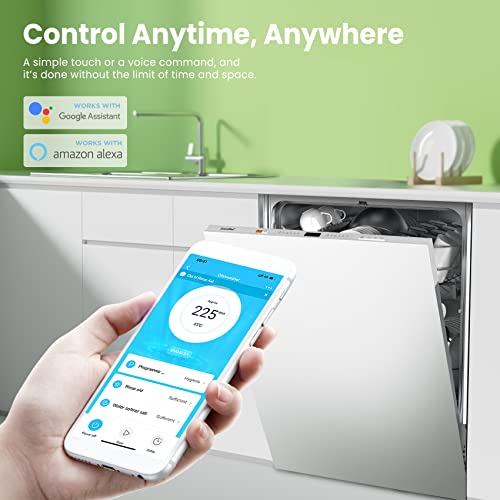 COMFEE' KWH-BD1215P-W Fully Integrated Dishwasher with 12 Place Settings, Could Wash, Extra Drying, Built-in Dishwasher with Delay Start, Quick Wash - White