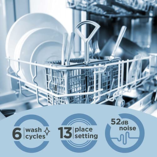 Cookology CFSD613WH 60cm Wide Freestanding Full Size Undercounter Dishwasher, 6 Programme Settings with Eco Mode, 13 Place Settings - in White