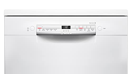 Bosch Home & Kitchen Appliances SMS2ITW08G Dishwasher 12 place settings, ExtraDry, Glass Protection, Height Adjustable Top Basket, DosageAssist, 60cm wide, White, Freestanding