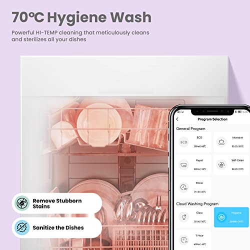 COMFEE' KWH-BD1215P-W Fully Integrated Dishwasher with 12 Place Settings, Could Wash, Extra Drying, Built-in Dishwasher with Delay Start, Quick Wash - White