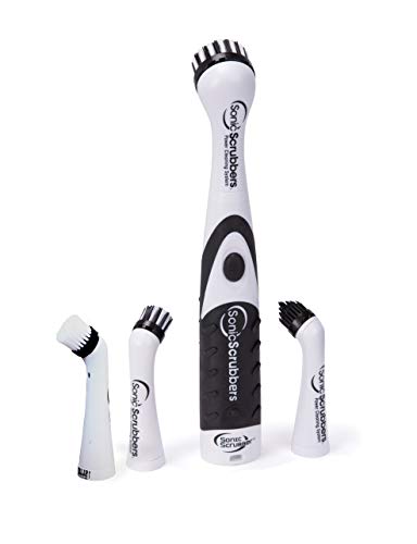 SonicScrubber Household Combi Pack - High Power Motor - Includes 4 Brush Heads - Ideal for All Rooms and Surfaces - Dishwasher Safe - AA Batteries Included