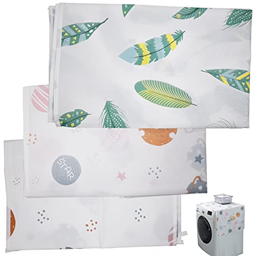 Fridge Dustproof Cover TAIZER 3pieces Washing Machine Dustproof Waterproof Washing Machine Dust Proof Top Cover Multifunctional Microwave Dust Cover with Side Storage Pockets Cover 55x130cm