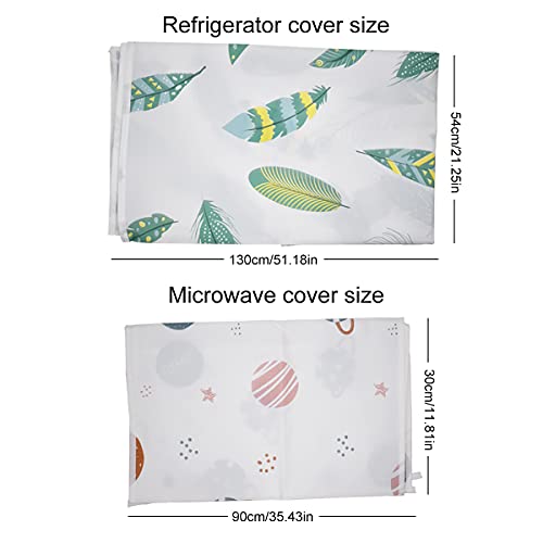 Fridge Dustproof Cover TAIZER 3pieces Washing Machine Dustproof Waterproof Washing Machine Dust Proof Top Cover Multifunctional Microwave Dust Cover with Side Storage Pockets Cover 55x130cm