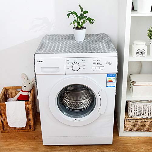 Fridge Dust Cover Multi-Functional Washing Machine Top Cover Single-door Refrigerator Dust Proof Cover with Side Storage Pockets 55x130cm (Gray Arrow) 1 Piece