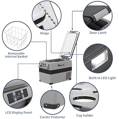 Alpicool CF45 45L Car Refrigerator Portable Car Fridge Freezer 12/24v Campervan Boat DC Electric Cooler for Camping, Driving, Picnic