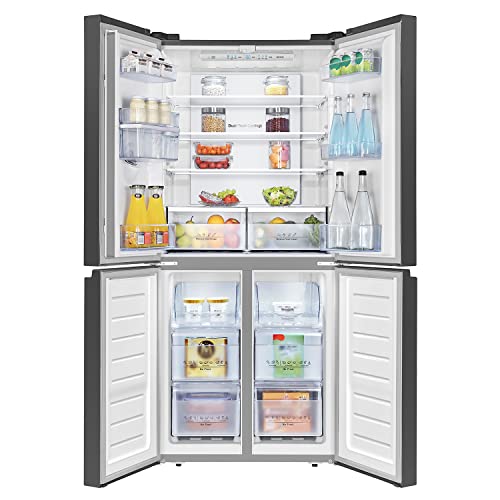 Hisense RQ560N4WBF Freestanding Cross Door Fridge Freezer, Black, 454 liters
