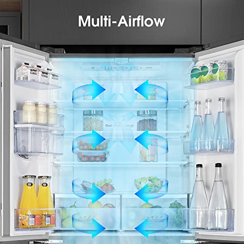 Hisense RQ560N4WBF Freestanding Cross Door Fridge Freezer, Black, 454 liters