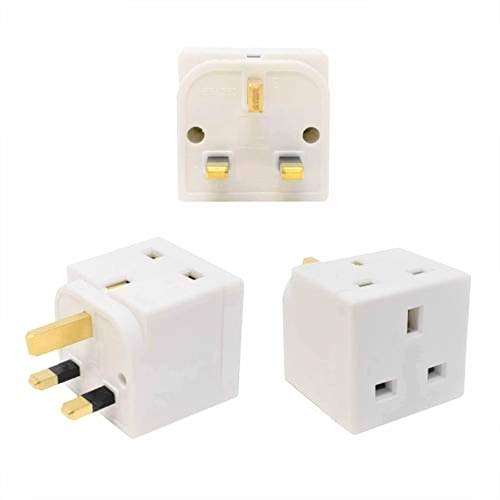 HomeBerg 2 Way Double Plug Adaptor - Multi Plugs Extension Sockets Adapter - UK 3 Pin Socket Extensions 250V 13 Amp - Power Extender Multiplug Block for Kitchen, Office, PC, TV, Indoor Lighting