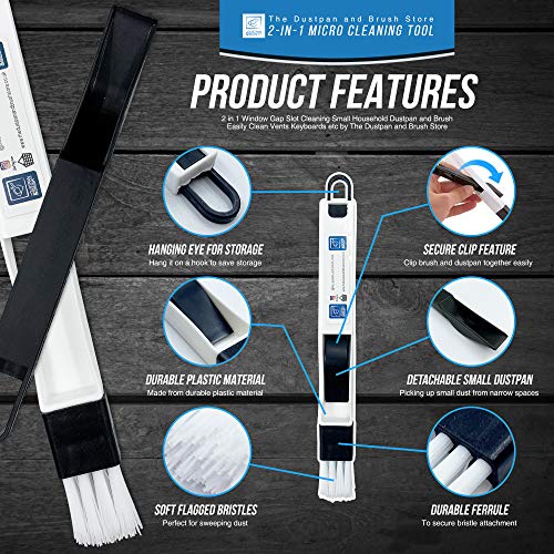 2 in 1 Window Gap Slot Cleaning Small Household Dustpan and Brush Easily Clean Vents Keyboards etc by The Dustpan and Brush Store