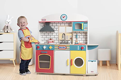 Little Tikes 123A Children's Deluxe Wooden Kitchen, Role Play Cooking with Lights and Sounds, Includes Hob, Oven, Extractor Hood, Microwave, Washing Machine, Sink and Accessories, Age 3+ Years