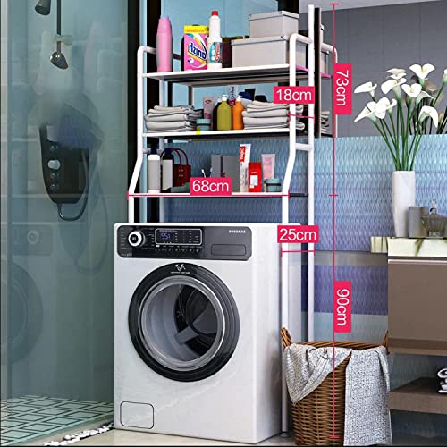 True Face 3 Tier Rack Shelf Stand Bathroom Toilet Kitchen Over Washing Machine Storage Rack Bathroom Space Saver Shelf Organizer Holder Stainless Steel White - Washing Machine