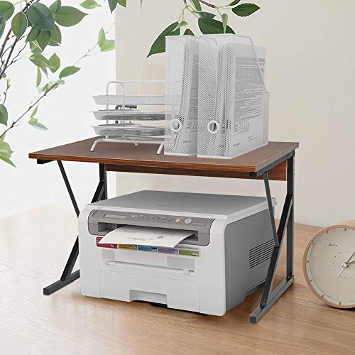 nozama 2 Tier Wooden Microwave Stand Shelf with Metal Frame Kitchen Storage Shelf Rack Home Office 2 Tier Storage Stand Rack for Printer and Microwave (Dark Oak)