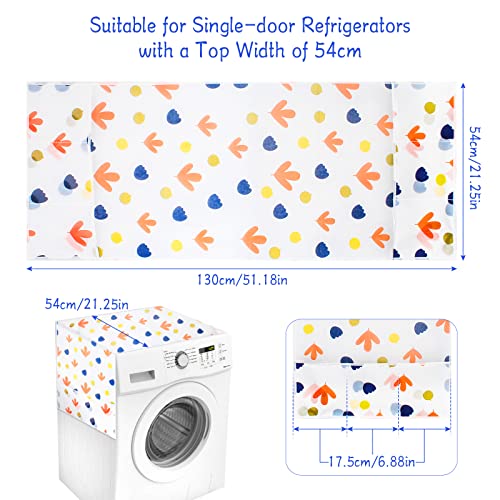 4 Pcs Fridge Dust Cover 130 x 54cm Waterproof Washing Machine Top Cover Refrigerator Dust Proof Cover with Storage Pockets