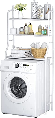 True Face 3 Tier Rack Shelf Stand Bathroom Toilet Kitchen Over Washing Machine Storage Rack Bathroom Space Saver Shelf Organizer Holder Stainless Steel White - Washing Machine