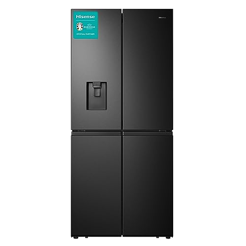 Hisense RQ560N4WBF Freestanding Cross Door Fridge Freezer, Black, 454 liters