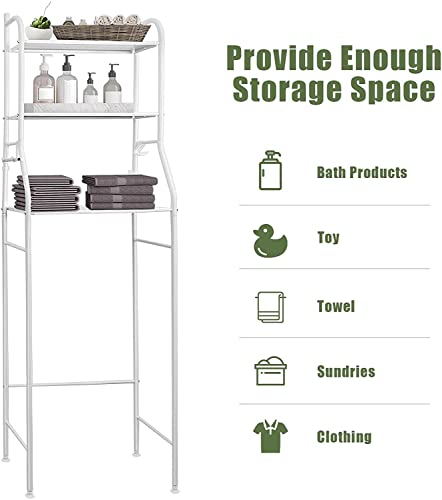 True Face 3 Tier Rack Shelf Stand Bathroom Toilet Kitchen Over Washing Machine Storage Rack Bathroom Space Saver Shelf Organizer Holder Stainless Steel White - Washing Machine