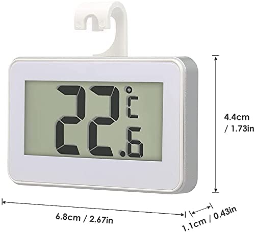 Fridge Thermometer Digital, SUTMSH Digital Waterproof Freezer Thermometer with Read LCD Display Placement Modes Hanging, Standing - 1 pc