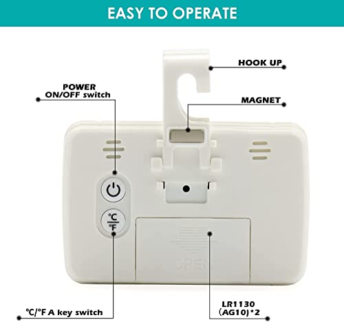 Fridge Thermometer Digital, SUTMSH Digital Waterproof Freezer Thermometer with Read LCD Display Placement Modes Hanging, Standing - 1 pc