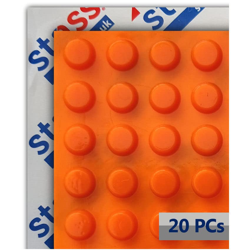 Orange Rubber Feet, 8mm * 3mm (20 pcs) Self Adhesive Bumpers for Visually Impaired, Oven Knobs, Telephone, Microwave, Remote Control