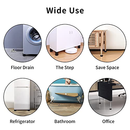 RCHYFEED 4 Pack Adjustable Furniture Risers 1 inch Round, Bed Risers Heavy Duty Anti Slip Rubber, Stackable Washing Machine Riser Creates an Additional 1", 2" or 3" Sofa, Table, Desk, Chair Raisers