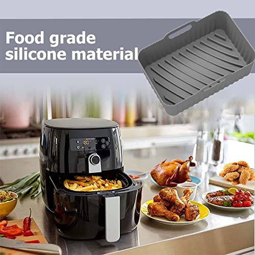 2PCS Air Fryer Silicone Pot for 4QT DZ201 8QT,DZ401,Machine Washable Silicone Air Fryer Liners,Silicone Baking Basket Air Fryer Rack Accessories for Air Fryer, Oven, Microwave (Grey 2PCS)