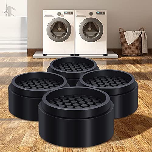 RCHYFEED 4 Pack Adjustable Furniture Risers 1 inch Round, Bed Risers Heavy Duty Anti Slip Rubber, Stackable Washing Machine Riser Creates an Additional 1", 2" or 3" Sofa, Table, Desk, Chair Raisers
