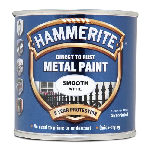Hammerite Direct to Rust Metal Paint - Smooth White Finish 250ML
