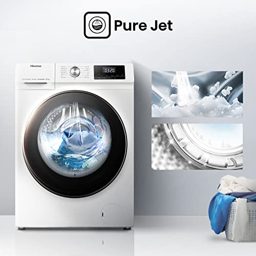 Hisense WDQA8014EVJM 60cm Freestanding 8 KG Front Load Washer Dryer - 1400 RPM - Pure Steam - PureJet - Pause and Add - Inverter Motor - White
