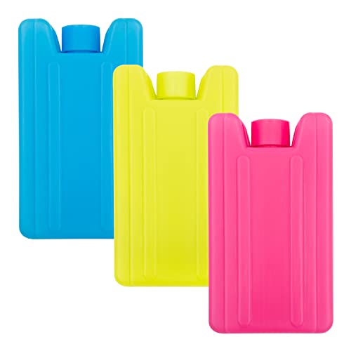 Milestone Camping 25160 Mini Ice Pack Cooler Blocks / Pack of 3 / Pink, Blue, Lime Green Colours / 100ml Capacity / 10.5cm x 5.5cm
