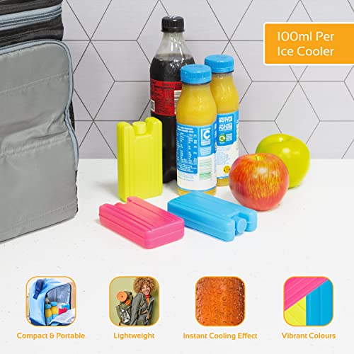 Milestone Camping 25160 Mini Ice Pack Cooler Blocks / Pack of 3 / Pink, Blue, Lime Green Colours / 100ml Capacity / 10.5cm x 5.5cm