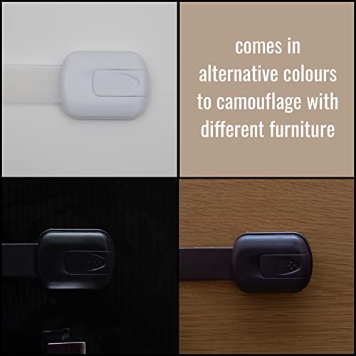 Child Safety Cupboard Locks (Pack of 8) Cabinet Lock for Baby Proofing – Easy to Install & Adjustable Straps for Drawers, Fridge, Toilet, Door Locks, No Tools Needed–Perfect for Baby and Child Safety