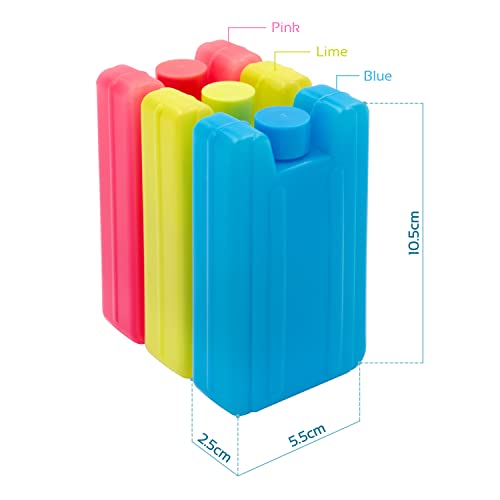 Milestone Camping 25160 Mini Ice Pack Cooler Blocks / Pack of 3 / Pink, Blue, Lime Green Colours / 100ml Capacity / 10.5cm x 5.5cm