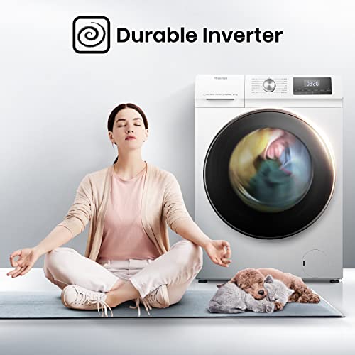 Hisense WDQA8014EVJM 60cm Freestanding 8 KG Front Load Washer Dryer - 1400 RPM - Pure Steam - PureJet - Pause and Add - Inverter Motor - White