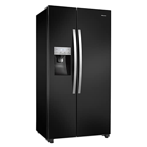 Hisense RS694N4IBF Freestanding Side-by-Side Door American Fridge Freezer 562L 91 x 178.6 x 74.3 cm (W x H x D), Black, Varnished Door