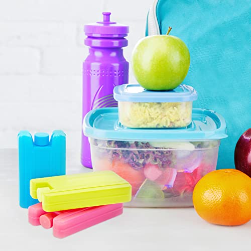 Milestone Camping 25160 Mini Ice Pack Cooler Blocks / Pack of 3 / Pink, Blue, Lime Green Colours / 100ml Capacity / 10.5cm x 5.5cm